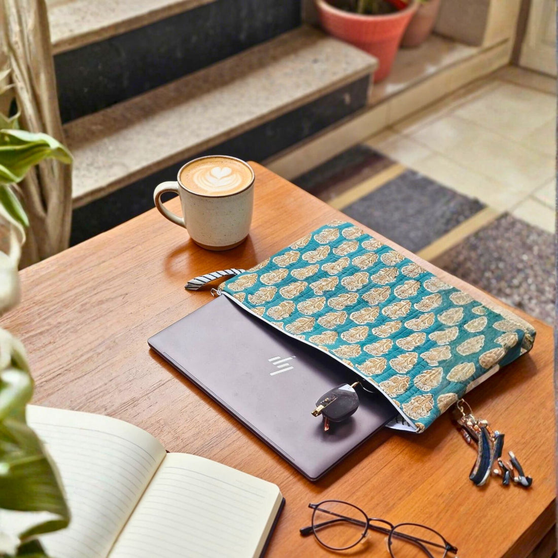 13 Inch Laptop/ipad Waterproof Sleeves (Blue and Gold) by Suryatra