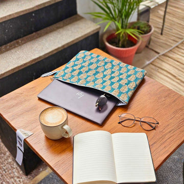13 Inch Laptop/ipad Waterproof Sleeves (Blue and Gold) by Suryatra