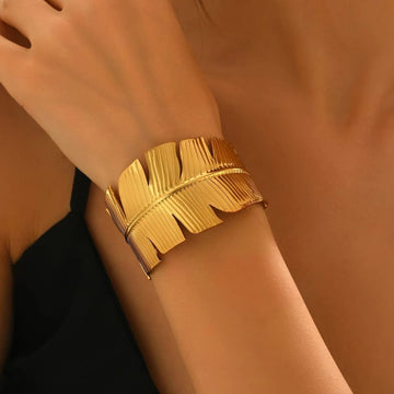 Golden Leaf Luxe Cuff by Suryatra