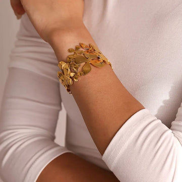 Golden Blossom Leaf Bracelet by Suryatra