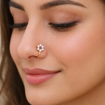 Floral Crystal Nose Ring by Suryatra