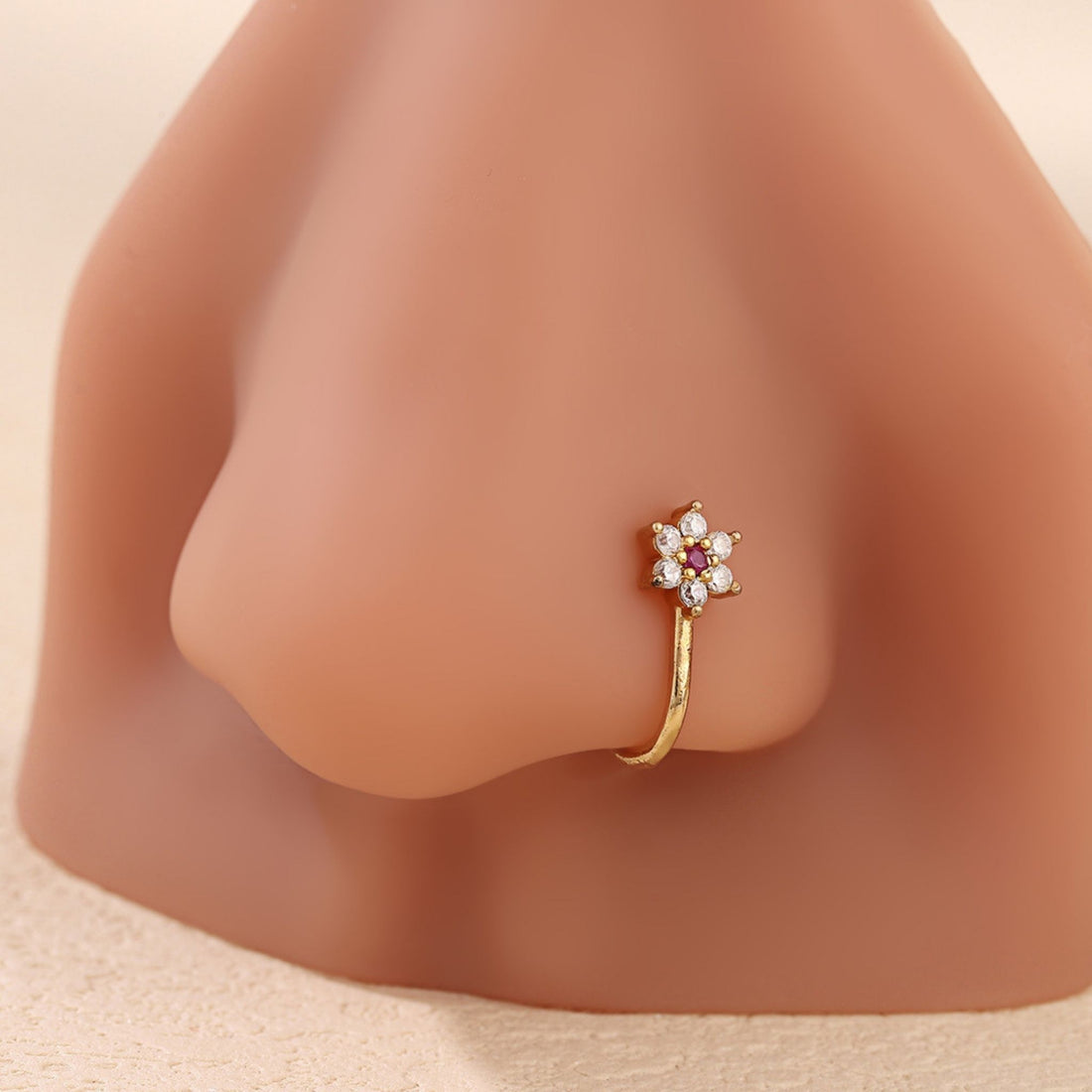 Floral Crystal Nose Ring by Suryatra