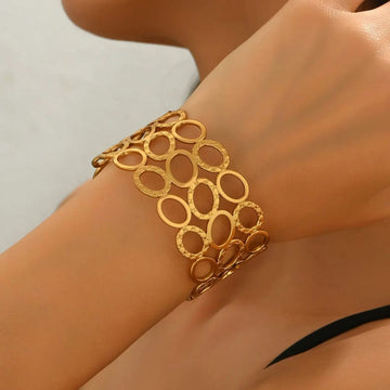 Luxe Geometric Gold Cuff Bracelet by Suryatra