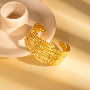 Golden Leaf Cuff Bracelet by Suryatra