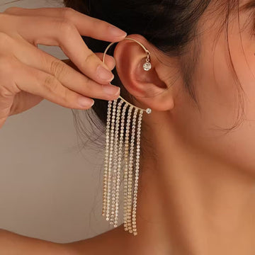 Crystal Tassel Ear Cuff by Suryatra