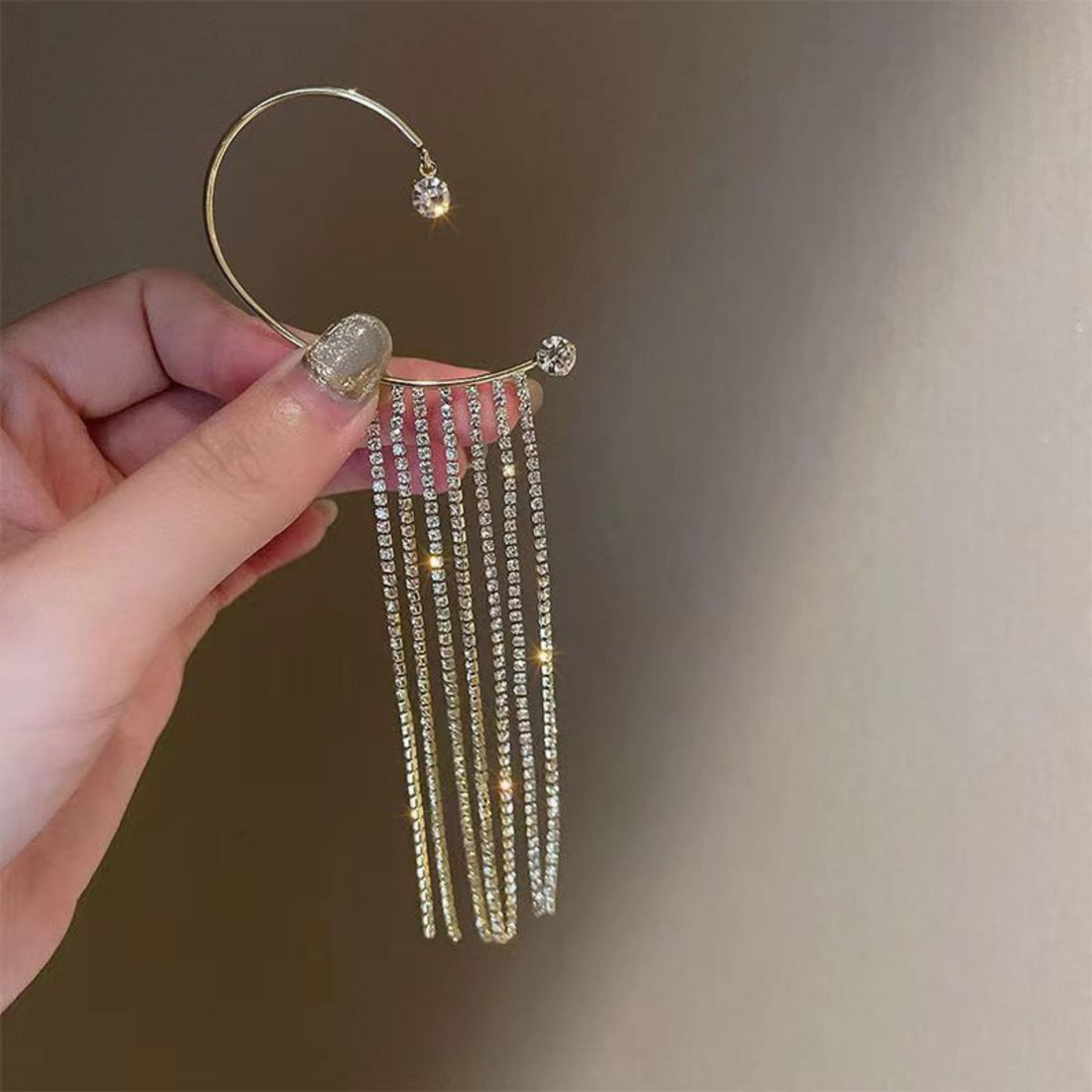 Crystal Tassel Ear Cuff by Suryatra