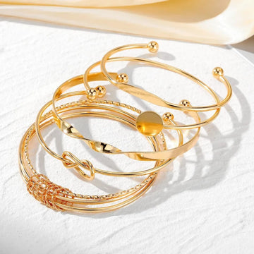 Golden Minimalist Bracelet Set by Suryatra