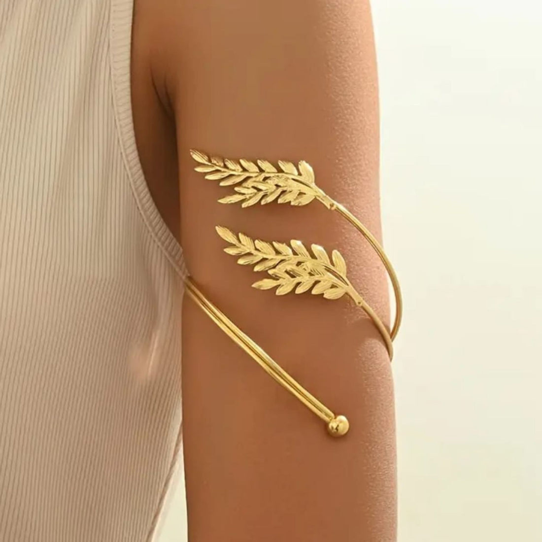 Golden Laurel Arm Cuff by Suryatra
