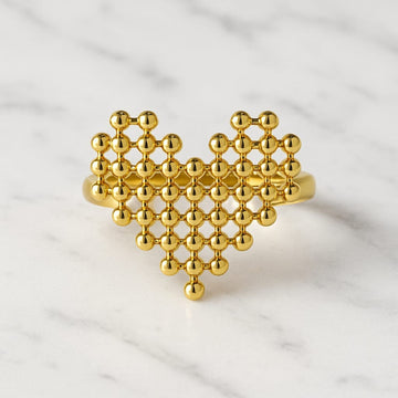Golden Honeycomb Statement Ring by Suryatra