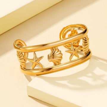 Golden Ocean Charm Cuff by Suryatra