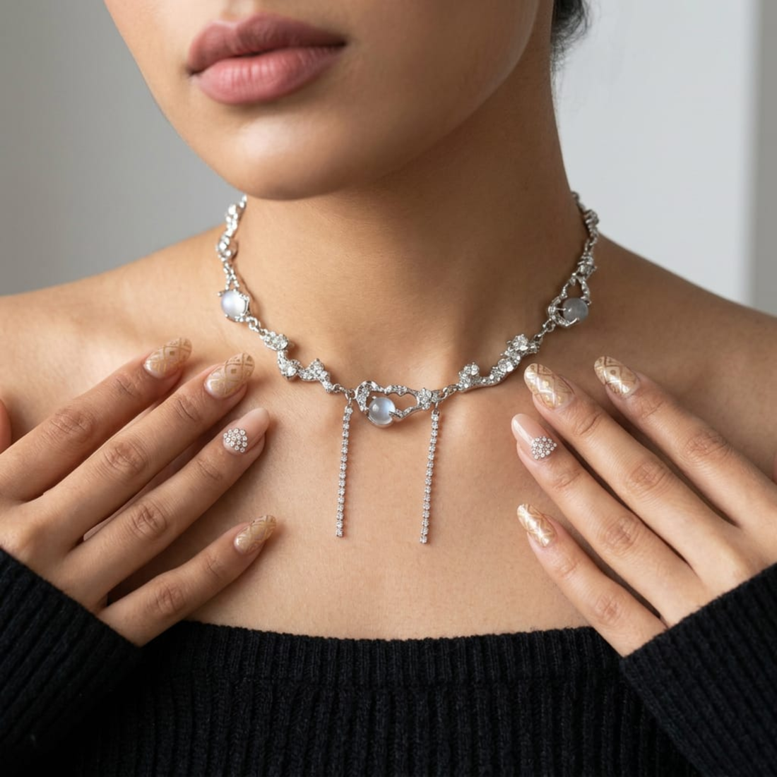 Noor-E-Zevar Crystal Drop Necklace by Suryatra