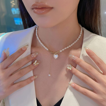 Celestia Pearl Heart Drop Necklace by Suryatra
