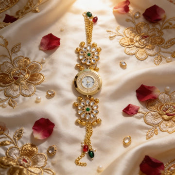Royal Floral Kundan Chain Watch By Suryatra