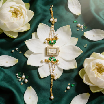 Lotus Pearl Kundan Chain Watch By Suryatra