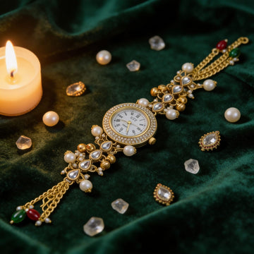 Pearl Kundan Chain Watch By Suryatra