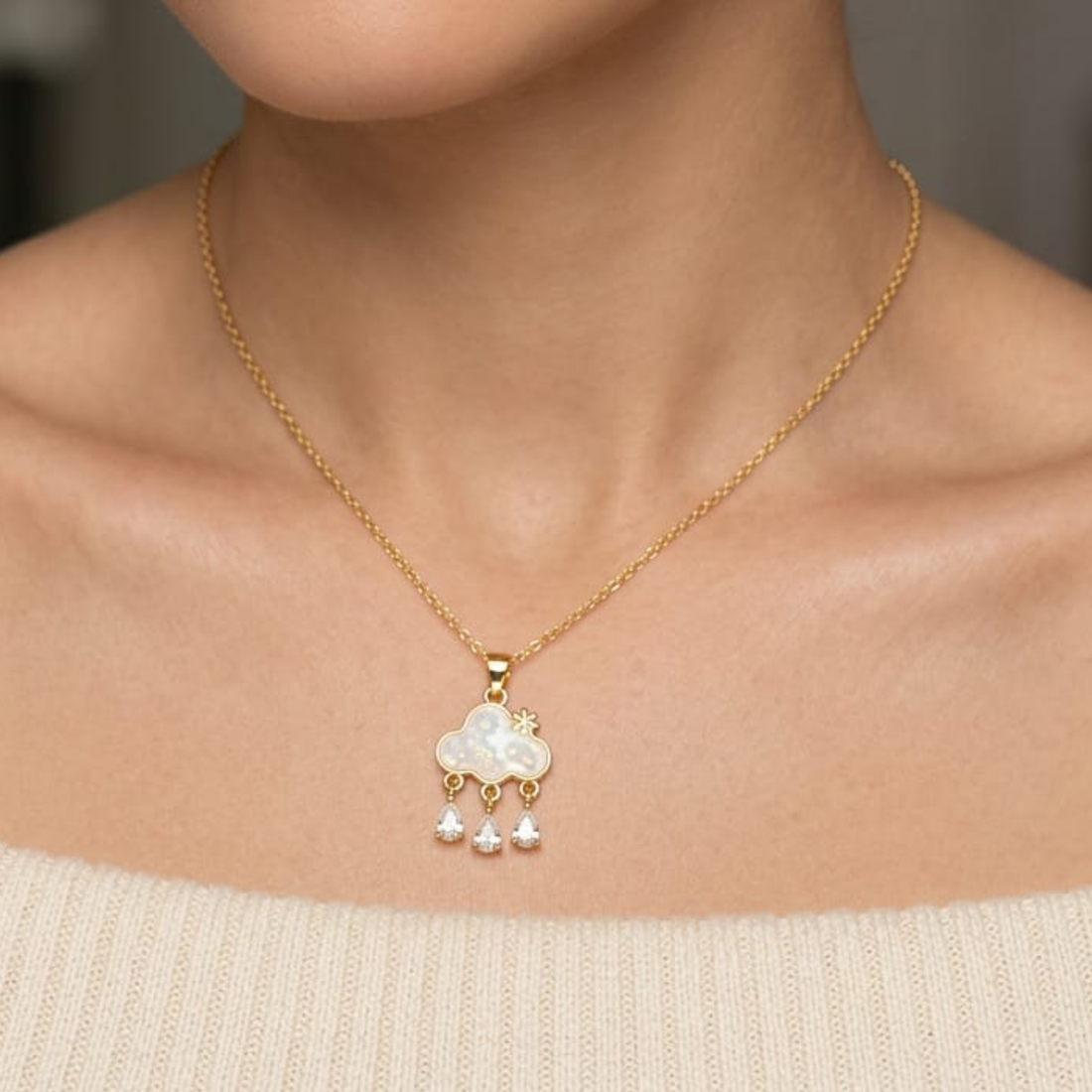 Cloud Drop Charm Necklace by Suryatra