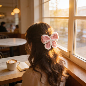 Blush Bloom Crochet Hair Clip By Suryatra | Pink & Cream