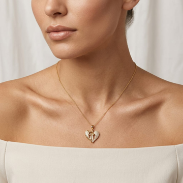 Angel Heart Wings Pendant Necklace