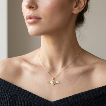 Celestial Wings Heart Pendant Necklace