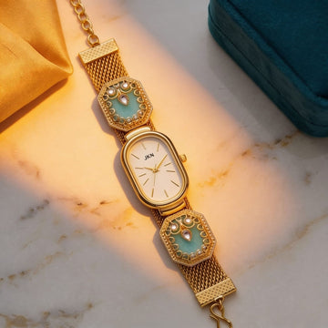 Heritage Mint Stone Gold Watch By Suryatra