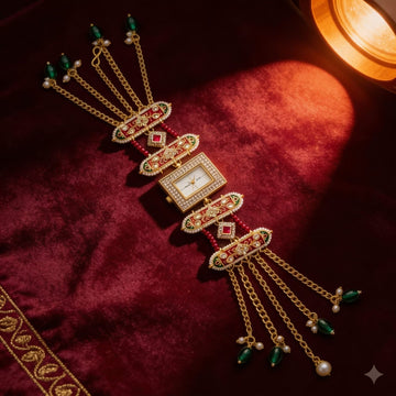 Royal Pearl Meenakari Chain Watch By Suryatra