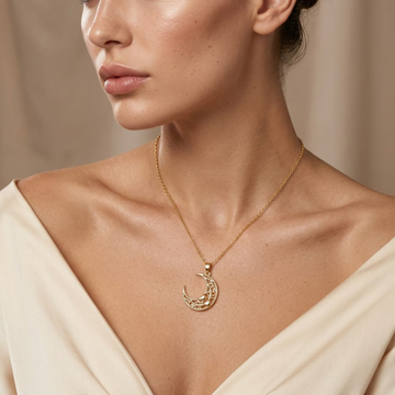 Celestial Crescent Moon Pendant Necklace