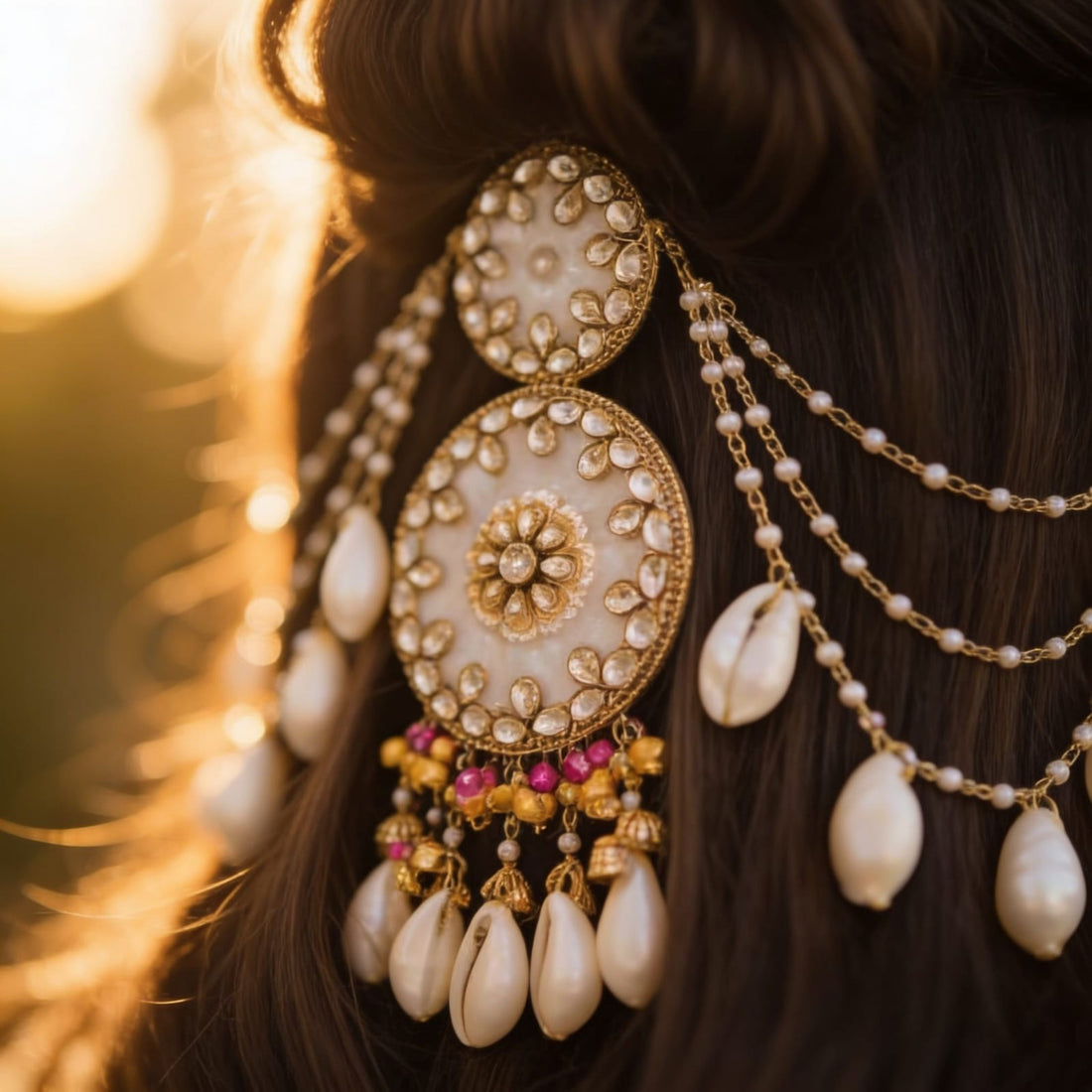 Moti Mahal Passa Pearl Palace Hair Piece By Suryatra