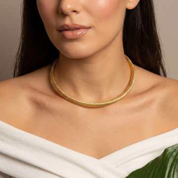 Aura Twist Gold Choker Necklace