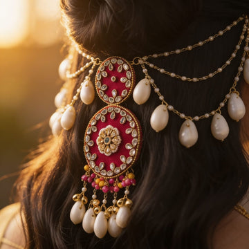 Gulnar Passa Pomegranate Flower Hair Piece By Suryatra