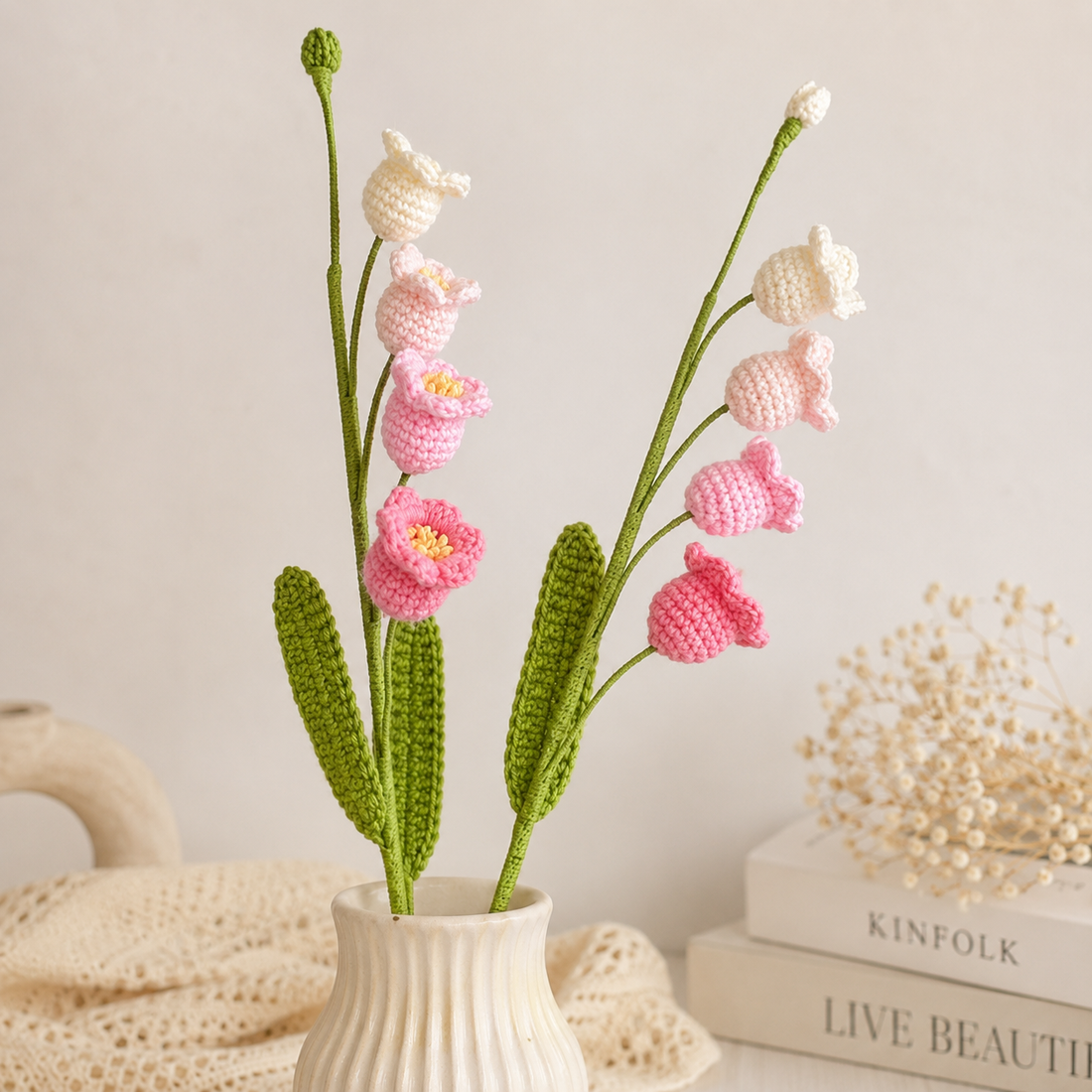 Blush Bloom Crochet Lily Stems by Suryatra