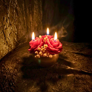 Radiant Bouquet of Roses Captured Candle by Suryatra
