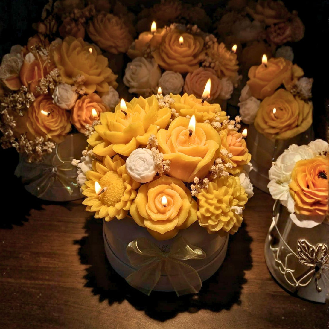 Golden Bloom Bouquet Candle by Suryatra