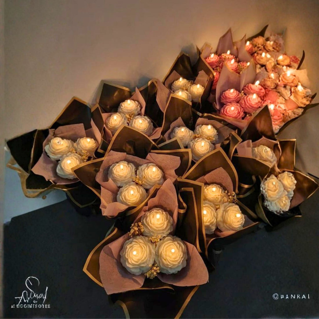 Ivory Rose Glow Bouquet Candle Set by Suryatra