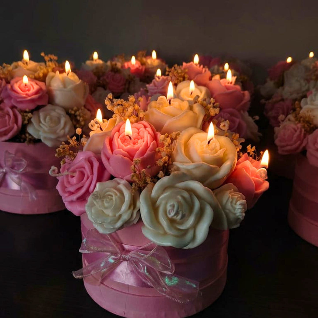 Blush Rose Glow Bouquet Candle by Suryatra
