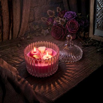 Romantic Heart Glow Glass Candle by Suryatra