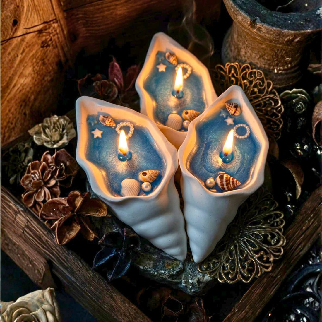 Ocean Whisper Seashell Candle by Suryatra