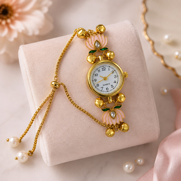 Golden Lotus Charm Watch by Suryatra