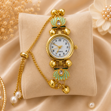 Mint Lotus Charm Watch by Suryatra