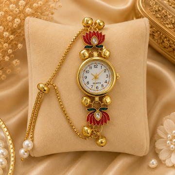 Ruby Lotus Charm Watch by Suryatra