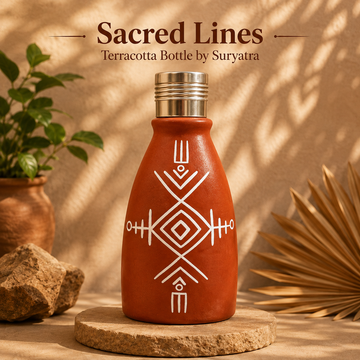 Sacred Lines Terracotta Bottle by Suryatra