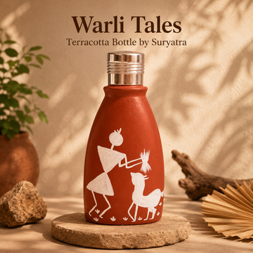Warli Tales Terracotta Bottle by Suryatra
