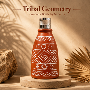 Tribal Geometry Terracotta Bottle by Suryatra