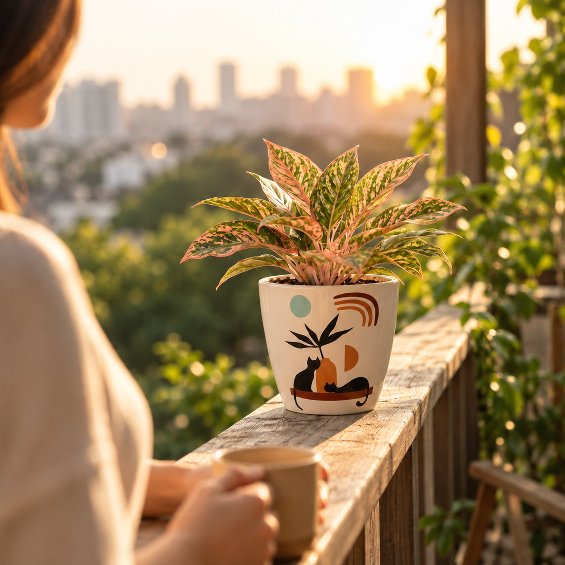 Modern Cats Ceramic Planter