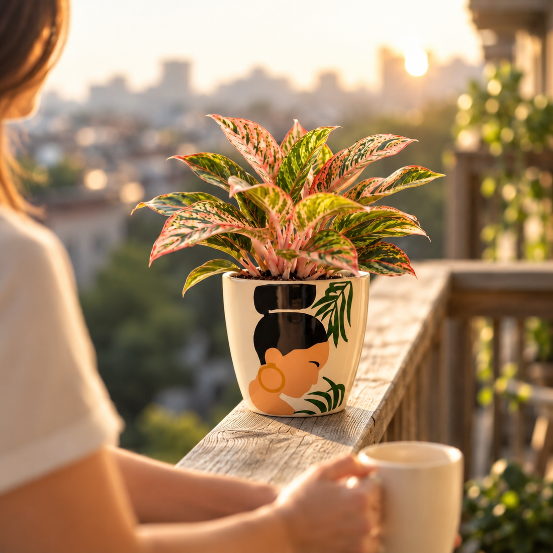 Minimalist Woman Profile Ceramic Planter