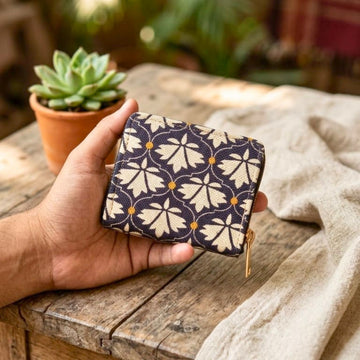 Floral Pattern Coin Pouch (Blue and Yellow) by Suryatra