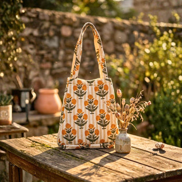 Convertible Tote (16*20 size) Yellow Pattern by Suryatra