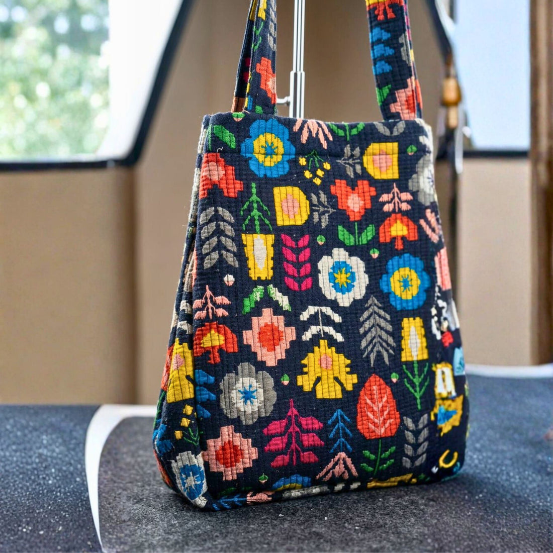 Convertible Tote (16*20 size) Yellow and Black Pattern by Suryatra