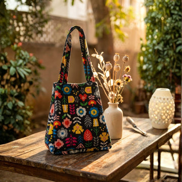 Convertible Tote (16*20 size) Yellow and Black Pattern by Suryatra