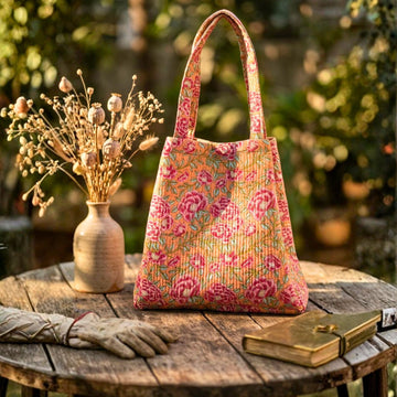 Convertible Tote (16*20 size) Pink and Red Pattern by Suryatra