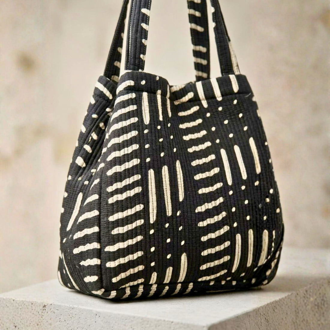 Convertible Tote (16*20 size) Black Pattern by Suryatra